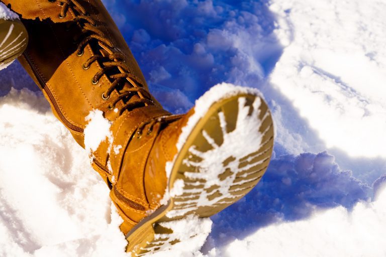 work boot and snow